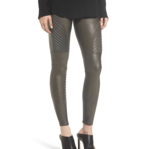 SPANX Pants - Spanx Faux Leather Gray Moto Leggings
